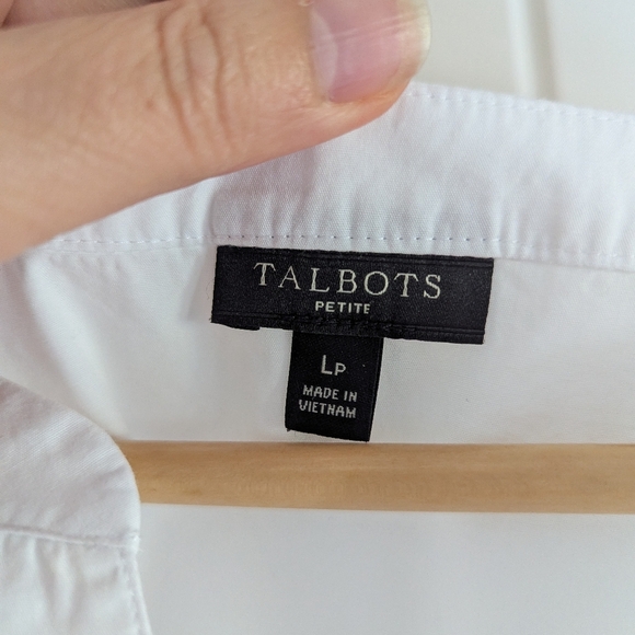 Talbots V-Neck Cotton Top | Puff Tie Sleeves & Tailored Back | Short Sleeve - Picture 3 of 5